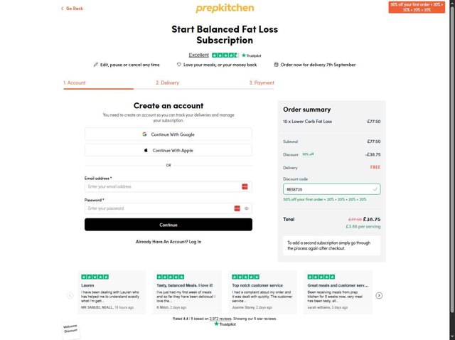Prep Kitchen checkout page showing Prep Kitchen discount code box | Screenshot taken by SimplyCodes community member on Sep 4, 2025