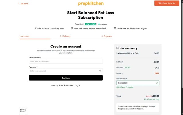 Prep Kitchen checkout page showing Prep Kitchen discount code box | Screenshot taken by SimplyCodes community member on Aug 24, 2025