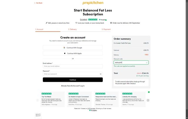 Prep Kitchen checkout page showing Prep Kitchen discount code box | Screenshot taken by SimplyCodes community member on Sep 5, 2025