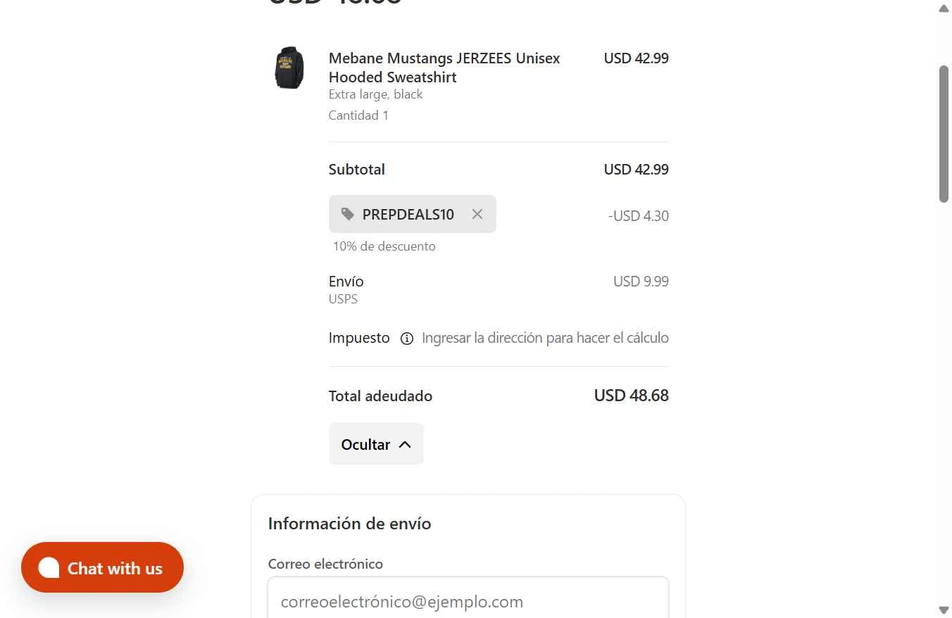 Prep Sportswear checkout page showing Prep Sportswear promo code box | Screenshot taken by SimplyCodes community member on Nov 22, 2025