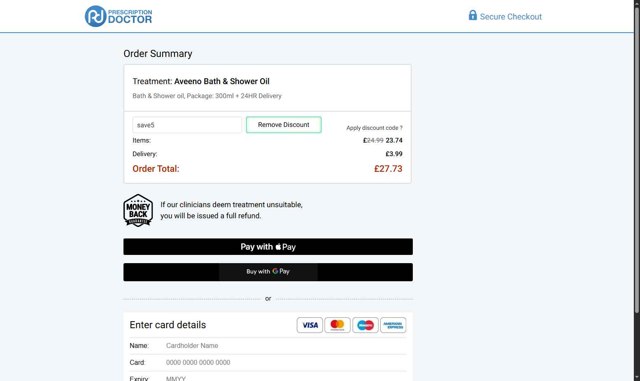 Prescription Doctor checkout page showing Prescription Doctor discount code box | Screenshot taken by SimplyCodes community member on Jul 8, 2025