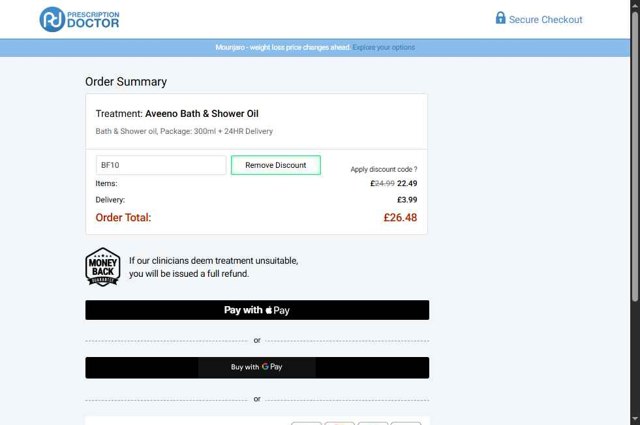Prescription Doctor checkout page showing Prescription Doctor discount code box | Screenshot taken by SimplyCodes community member on Aug 24, 2025