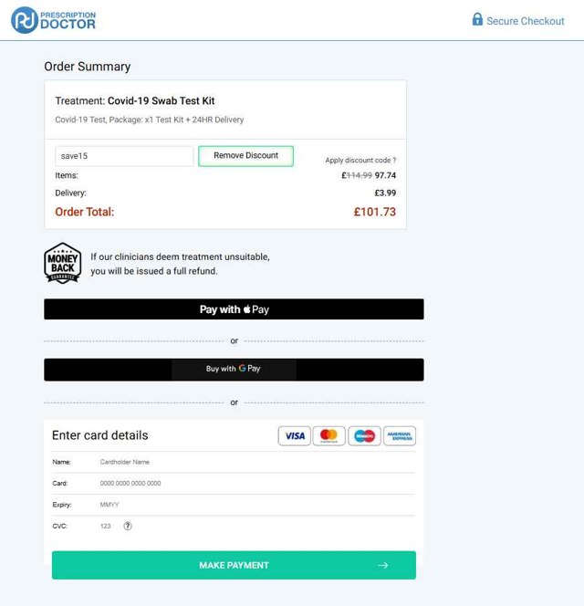 Prescription Doctor checkout page showing Prescription Doctor discount code box | Screenshot taken by SimplyCodes community member on Jun 18, 2025