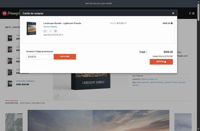 Presetpro checkout page showing Presetpro promo code box | Screenshot taken by SimplyCodes community member on Jul 14, 2025