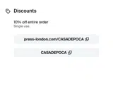 CASADEPOCA coupon verification screenshot