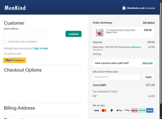 Prezzybox.com checkout page showing Prezzybox.com promo code box | Screenshot taken by SimplyCodes community member on Aug 22, 2025