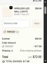 XMAS20 coupon verification screenshot