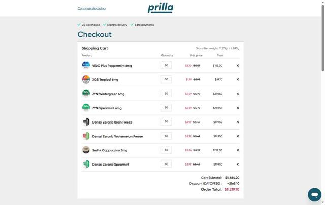 Prilla checkout page showing Prilla coupon code box | Screenshot taken by SimplyCodes community member on Sep 1, 2025