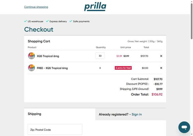 Prilla checkout page showing Prilla coupon code box | Screenshot taken by SimplyCodes community member on Jul 15, 2025