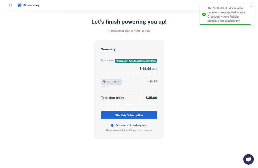PrimeLister checkout page showing PrimeLister discount code box | Screenshot taken by SimplyCodes community member on Nov 18, 2025