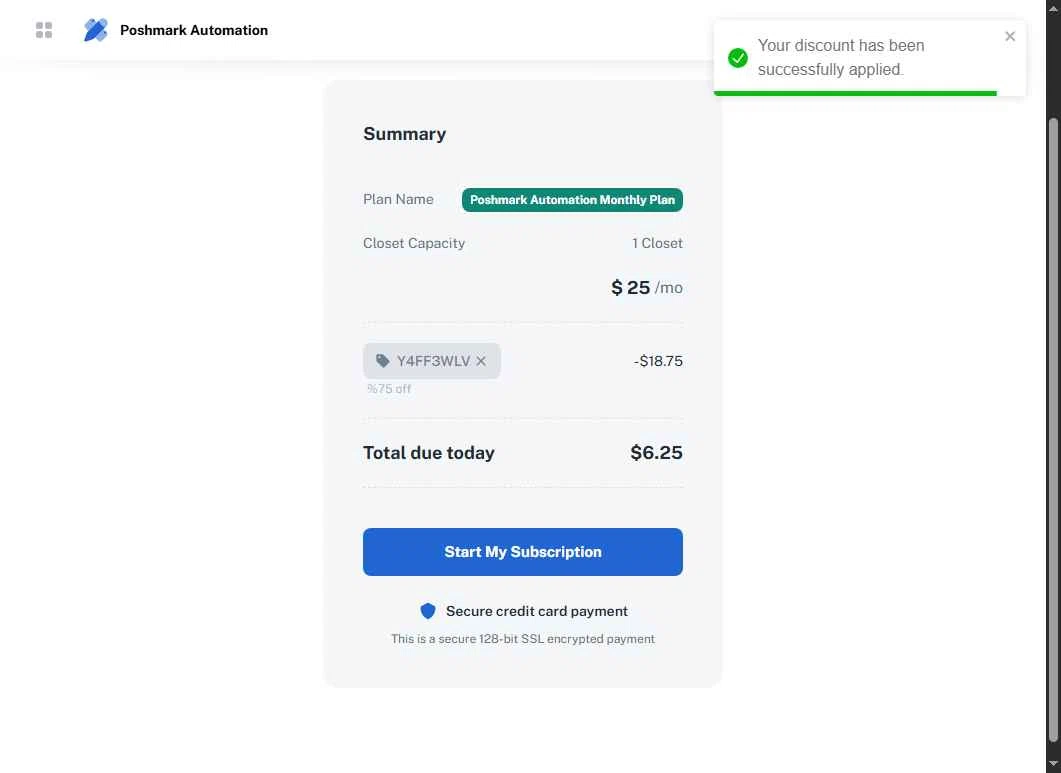 PrimeLister checkout page showing PrimeLister discount code box | Screenshot taken by SimplyCodes community member on Oct 28, 2025
