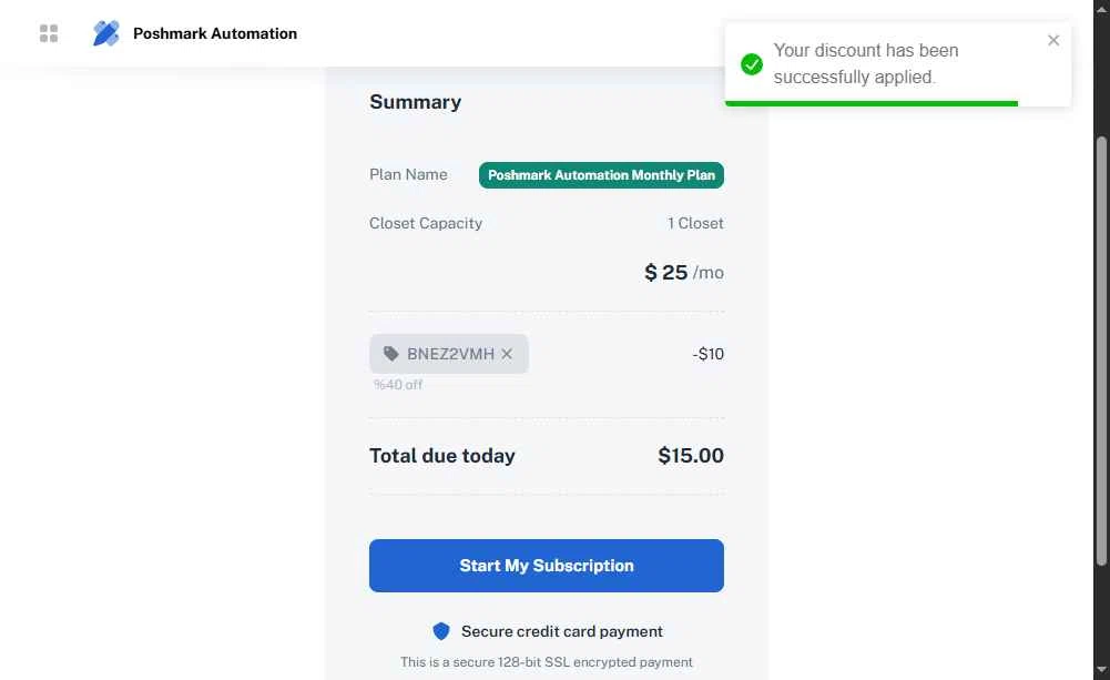 PrimeLister checkout page showing PrimeLister discount code box | Screenshot taken by SimplyCodes community member on Oct 28, 2025