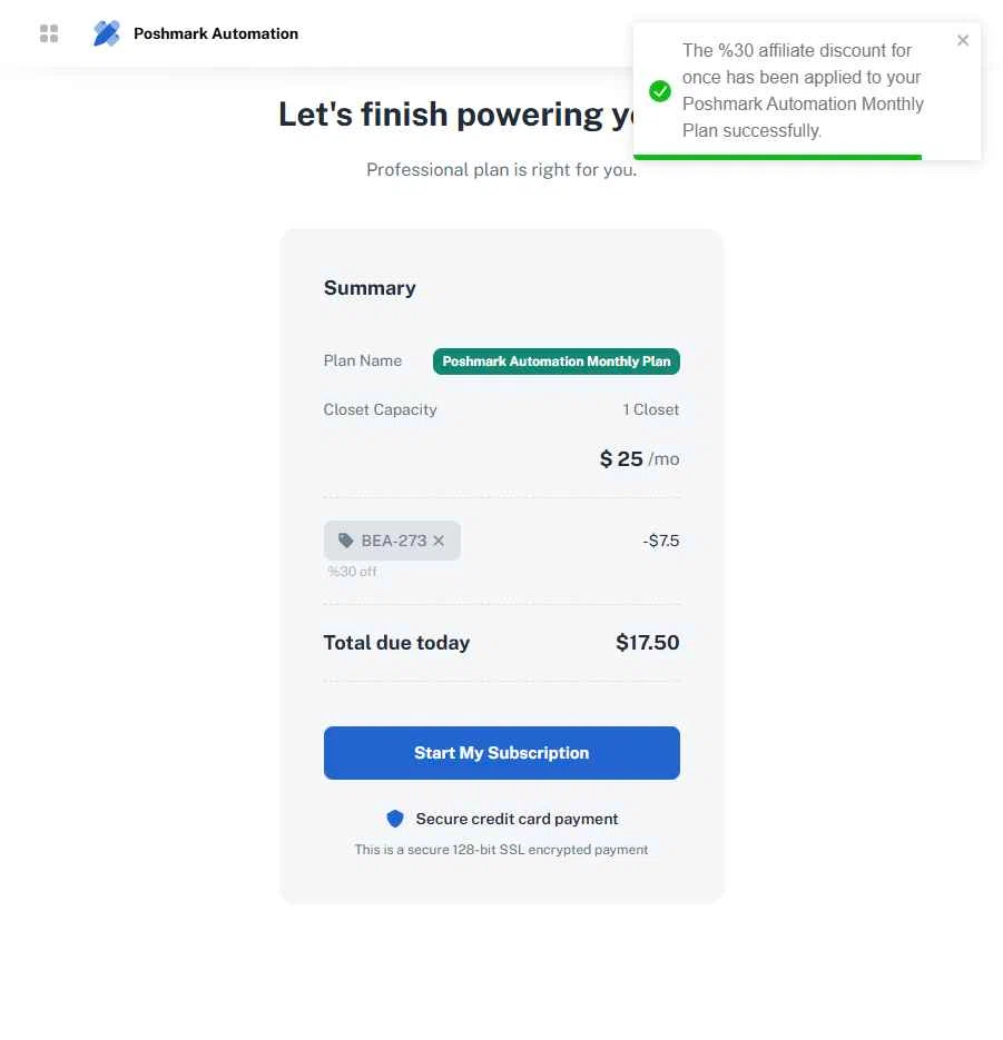 PrimeLister checkout page showing PrimeLister discount code box | Screenshot taken by SimplyCodes community member on Jan 31, 2026