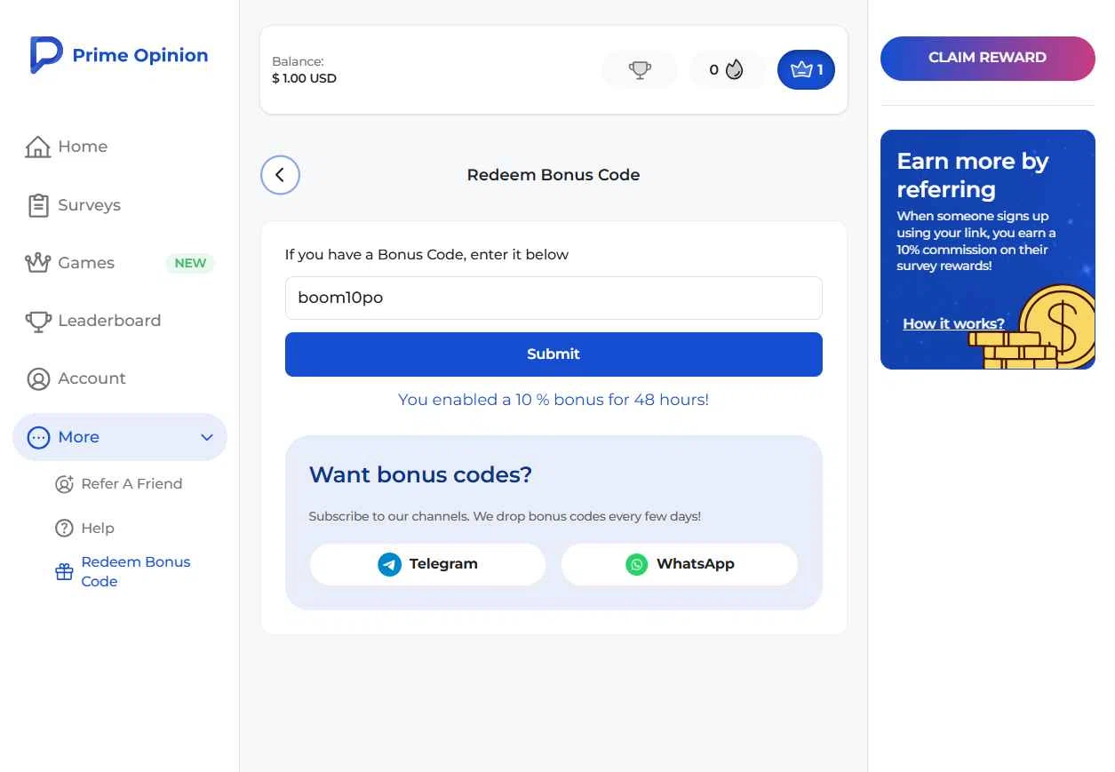 Prime Opinion US checkout page showing Prime Opinion US promo code box | Screenshot taken by SimplyCodes community member on Dec 29, 2025