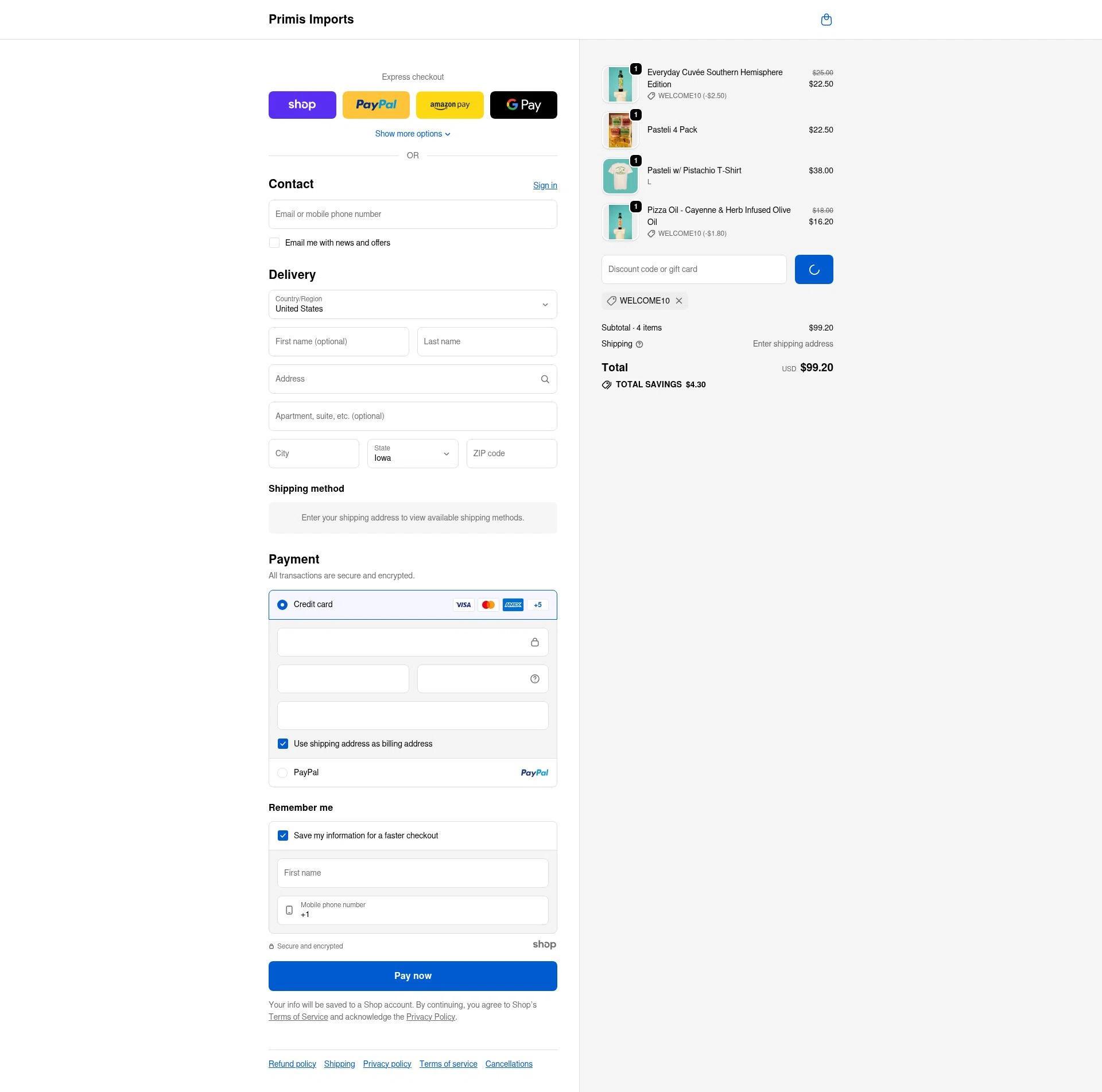 Primis Imports checkout page showing Primis Imports promo code box | Screenshot taken by SimplyCodes community member on Dec 28, 2025