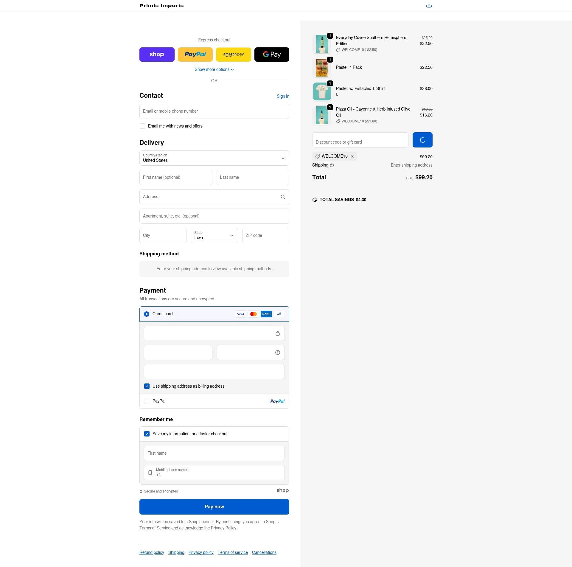 Primis Imports checkout page showing Primis Imports promo code box | Screenshot taken by SimplyCodes community member on Dec 23, 2025
