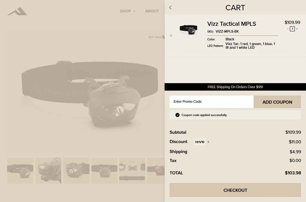 Princeton Tec checkout page showing Princeton Tec promo code box | Screenshot taken by SimplyCodes community member on Oct 27, 2025