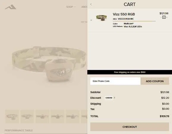 Princeton Tec checkout page showing Princeton Tec promo code box | Screenshot taken by SimplyCodes community member on Jan 10, 2026