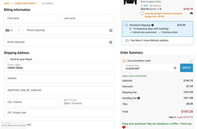 Printerval checkout page showing Printerval promo code box | Screenshot taken by SimplyCodes community member on Sep 3, 2025