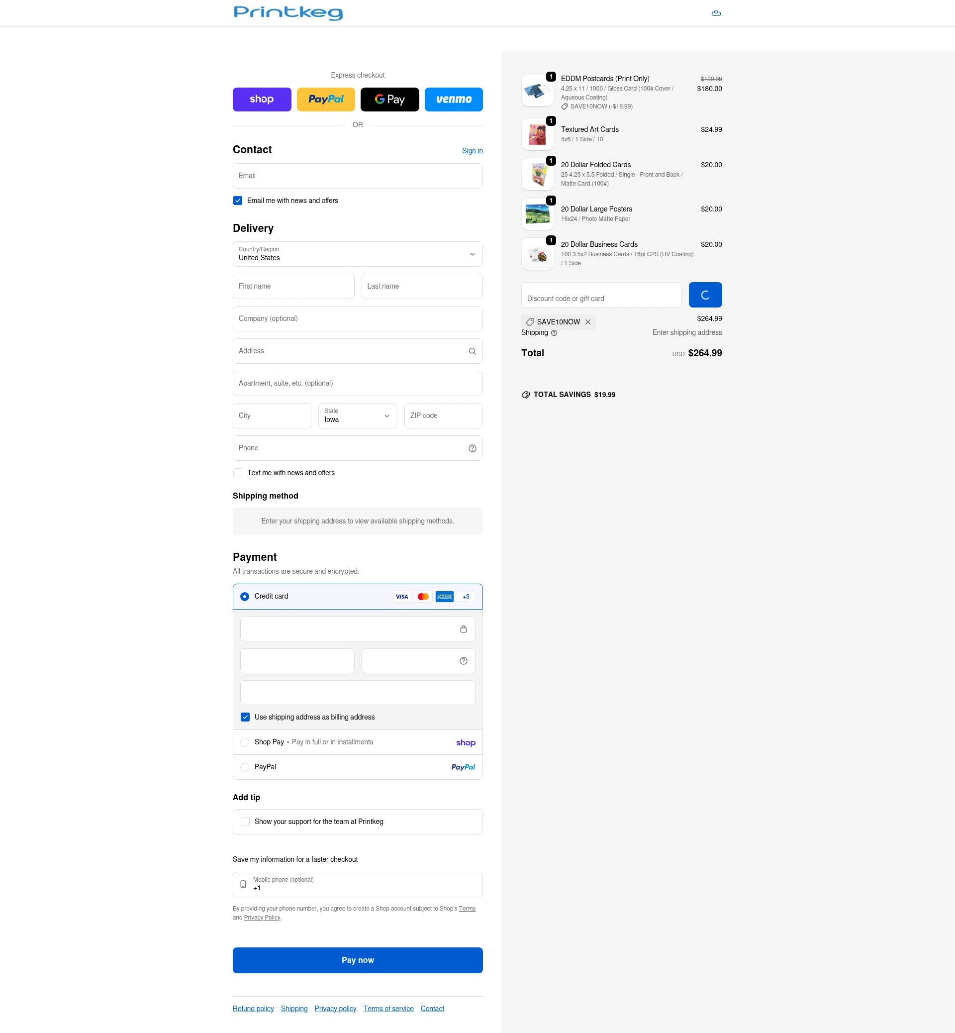 Printkeg checkout page showing Printkeg discount code box | Screenshot taken by SimplyCodes community member on Feb 11, 2026