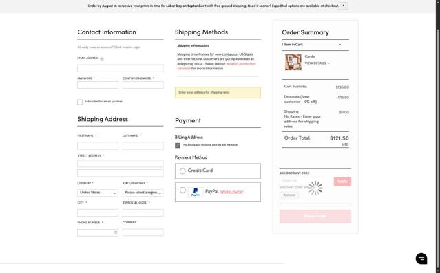 Prints of Love checkout page showing Prints of Love discount code box | Screenshot taken by SimplyCodes community member on Aug 30, 2025