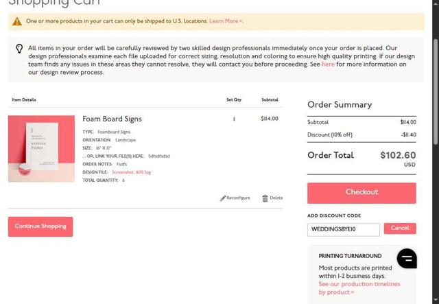 Prints of Love checkout page showing Prints of Love discount code box | Screenshot taken by SimplyCodes community member on Sep 6, 2025