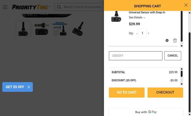 Priority Tire checkout page showing Priority Tire discount code box | Screenshot taken by SimplyCodes community member on Aug 19, 2025