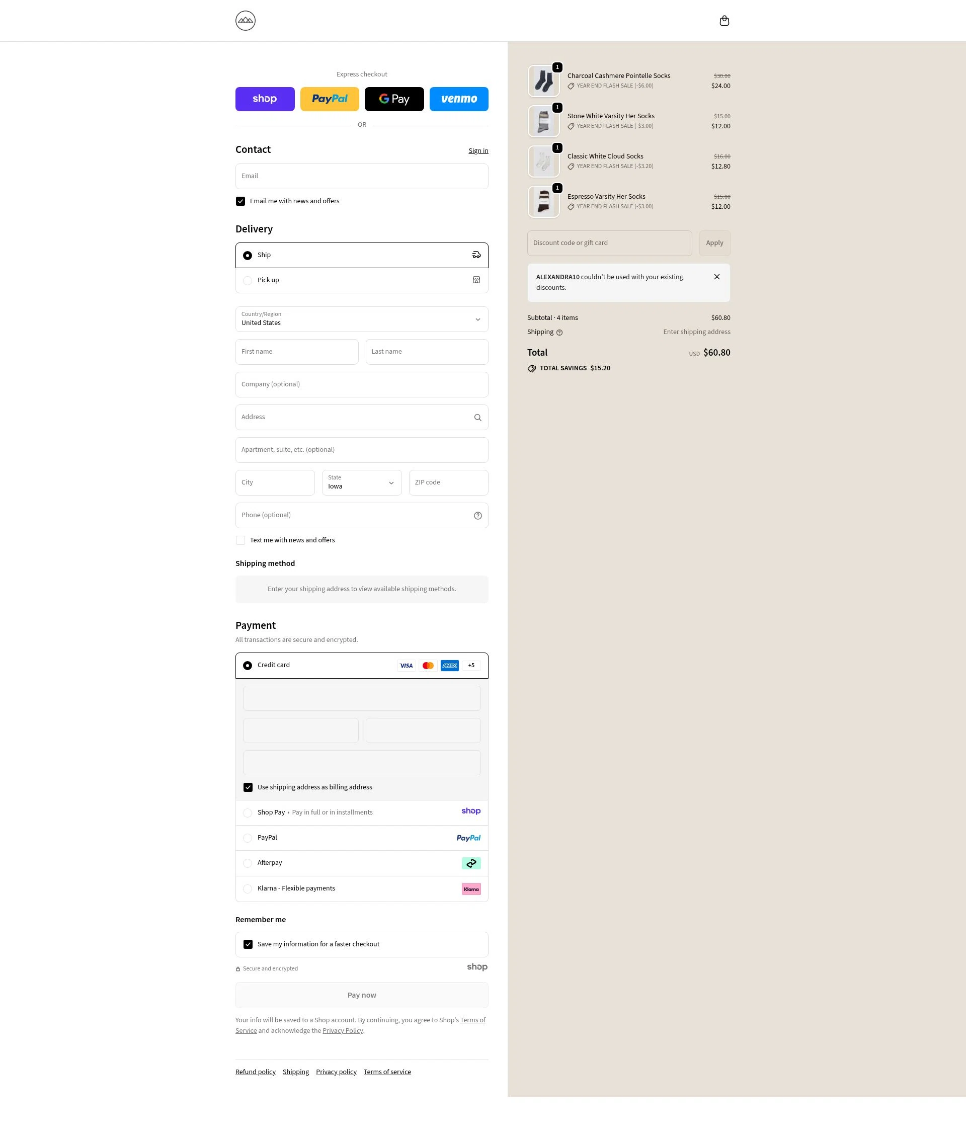 Prism Boutique checkout page showing Prism Boutique promo code box | Screenshot taken by SimplyCodes community member on Jan 1, 2026