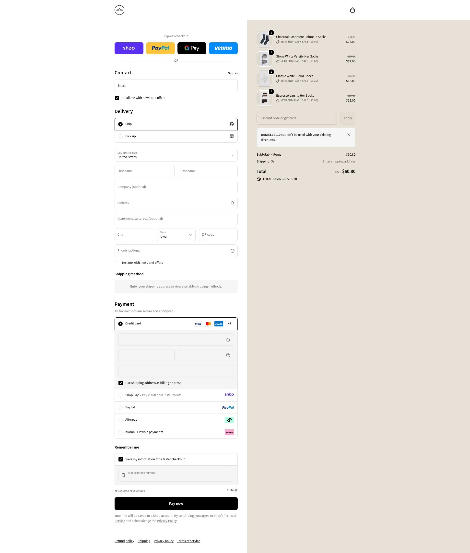 Prism Boutique checkout page showing Prism Boutique promo code box | Screenshot taken by SimplyCodes community member on Jan 1, 2026