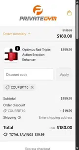 COUPERT10 coupon verification screenshot