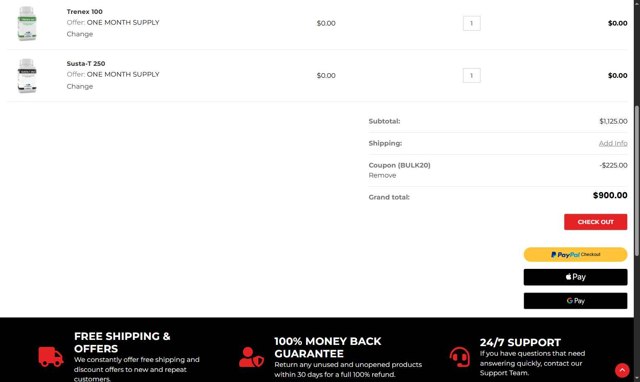 ProAnabolics.com checkout page showing ProAnabolics.com promo code box | Screenshot taken by SimplyCodes community member on Jul 17, 2025