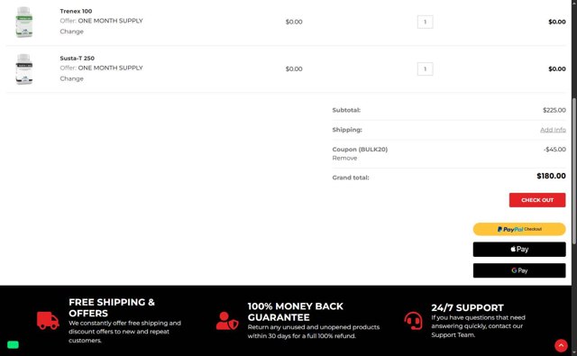 ProAnabolics.com checkout page showing ProAnabolics.com promo code box | Screenshot taken by SimplyCodes community member on Jul 17, 2025