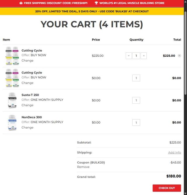 ProAnabolics.com checkout page showing ProAnabolics.com promo code box | Screenshot taken by SimplyCodes community member on Jun 4, 2025