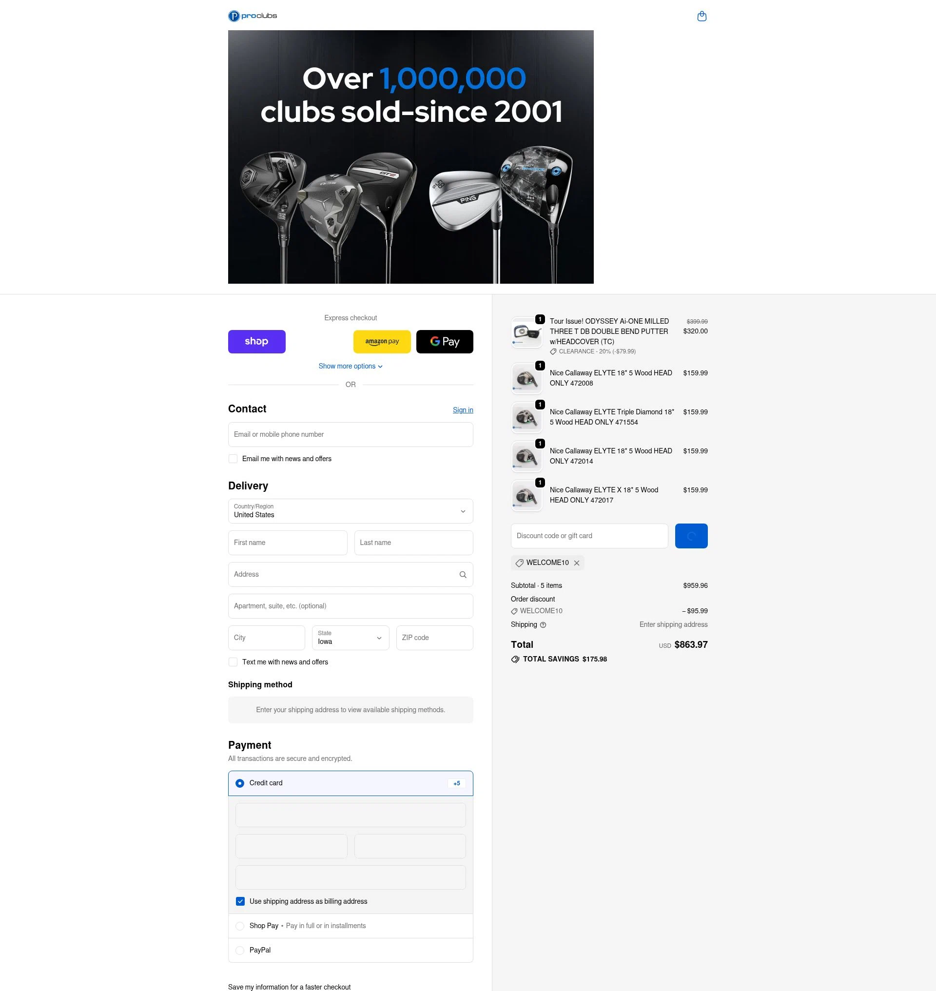 ProClubs checkout page showing ProClubs coupon code box | Screenshot taken by SimplyCodes community member on Feb 18, 2026