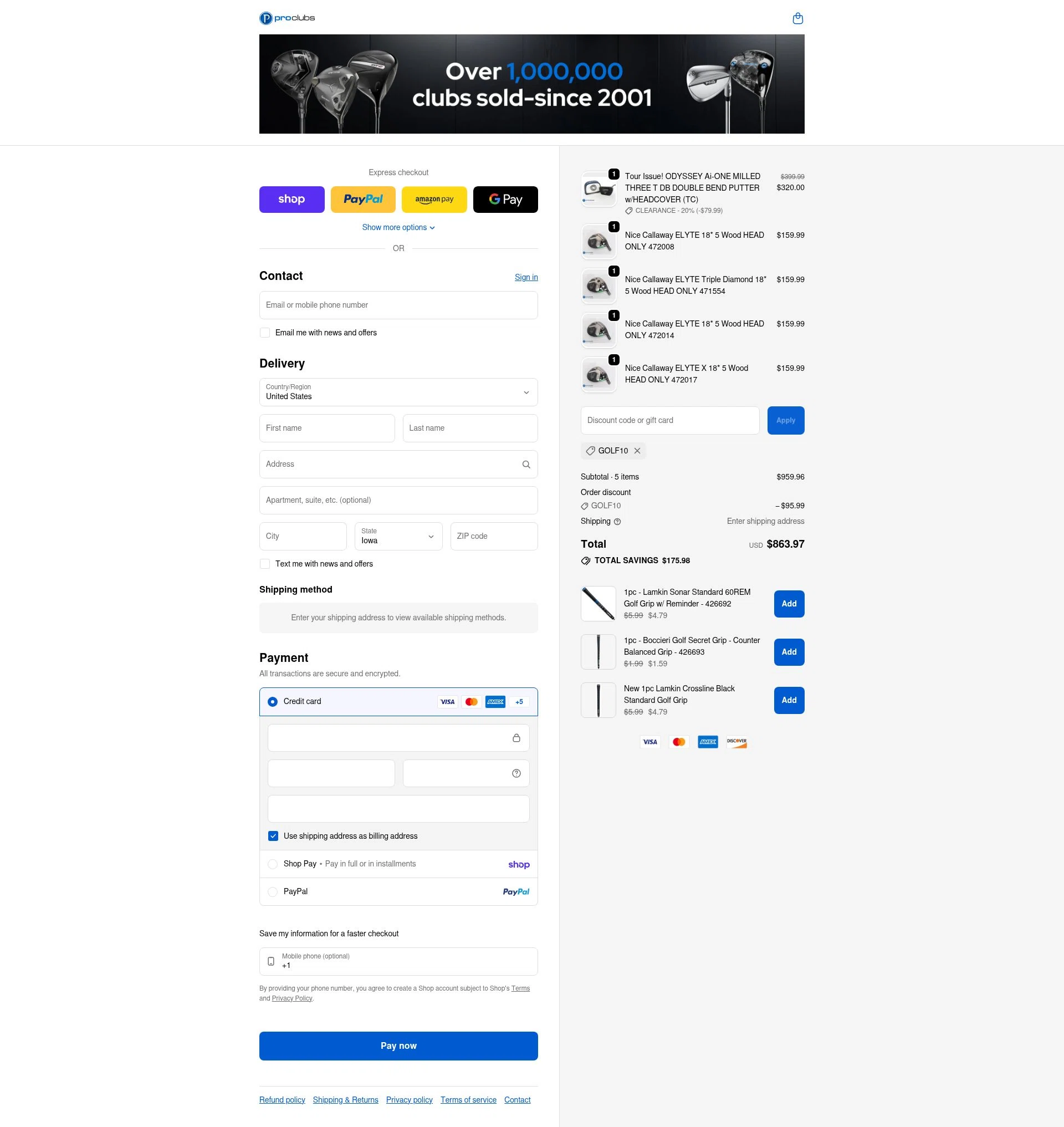 ProClubs checkout page showing ProClubs coupon code box | Screenshot taken by SimplyCodes community member on Feb 18, 2026