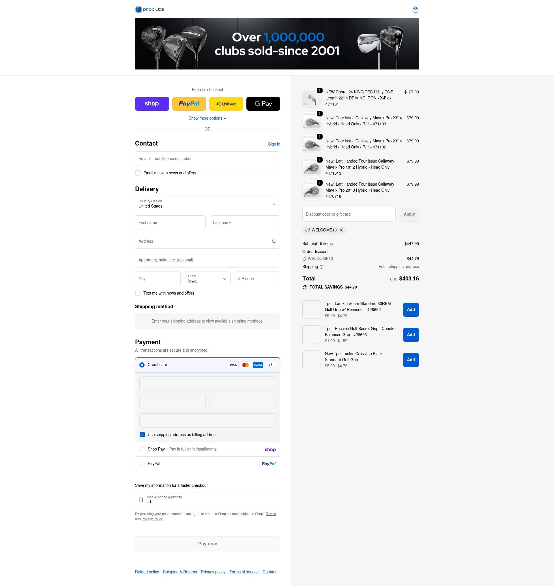 ProClubs checkout page showing ProClubs coupon code box | Screenshot taken by SimplyCodes community member on Feb 14, 2026