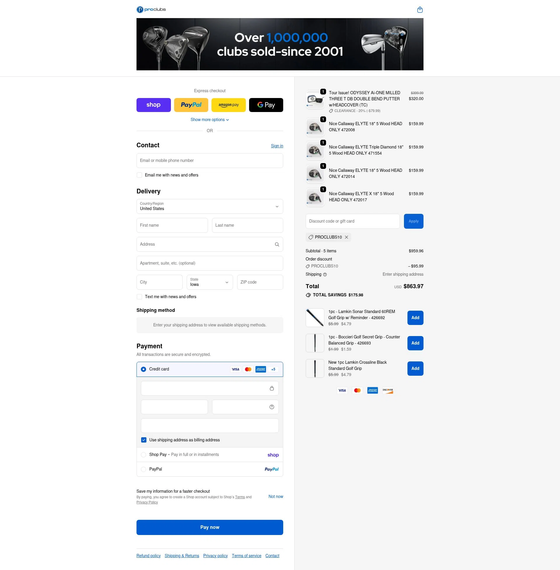 ProClubs checkout page showing ProClubs coupon code box | Screenshot taken by SimplyCodes community member on Feb 18, 2026