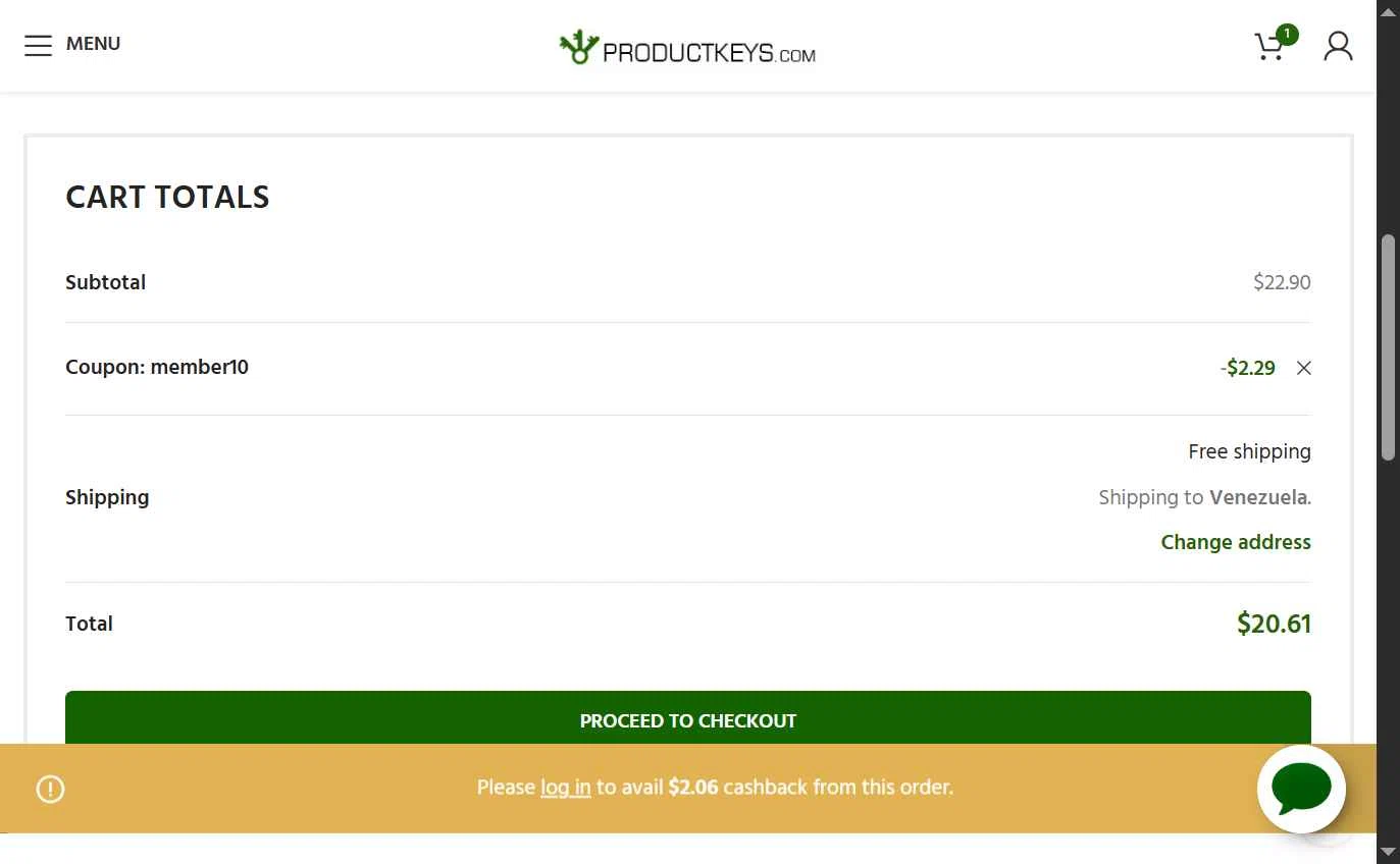 ProductKeys.com checkout page showing ProductKeys.com coupon code box | Screenshot taken by SimplyCodes community member on Jan 4, 2026
