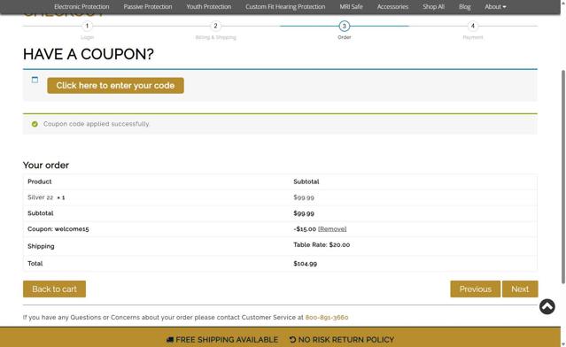 Pro Ears checkout page showing Pro Ears discount code box | Screenshot taken by SimplyCodes community member on Aug 29, 2025