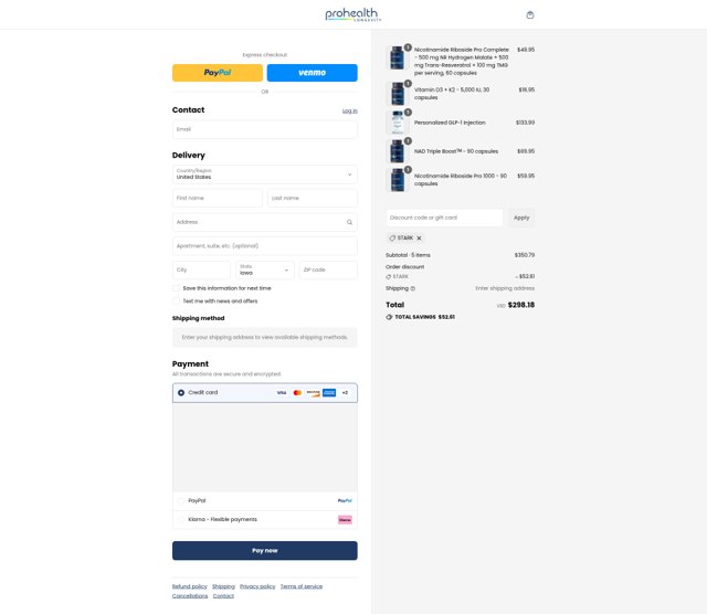 ProHealth checkout page showing ProHealth discount code box | Screenshot taken by SimplyCodes community member on Sep 7, 2025