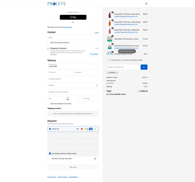 Proleve checkout page showing Proleve coupon code box | Screenshot taken by SimplyCodes community member on Sep 6, 2025