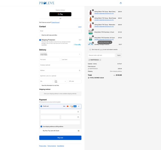 Proleve checkout page showing Proleve coupon code box | Screenshot taken by SimplyCodes community member on Sep 6, 2025