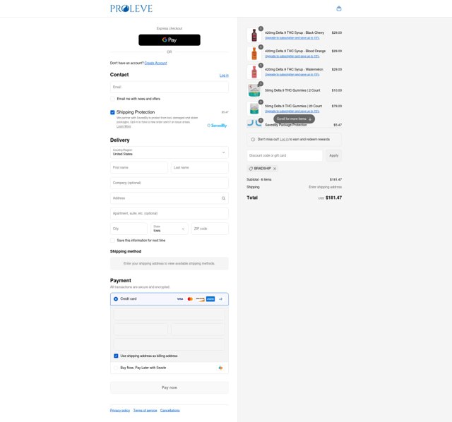 Proleve checkout page showing Proleve coupon code box | Screenshot taken by SimplyCodes community member on Sep 6, 2025