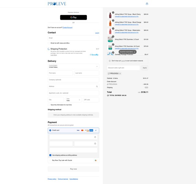 Proleve checkout page showing Proleve coupon code box | Screenshot taken by SimplyCodes community member on Sep 6, 2025