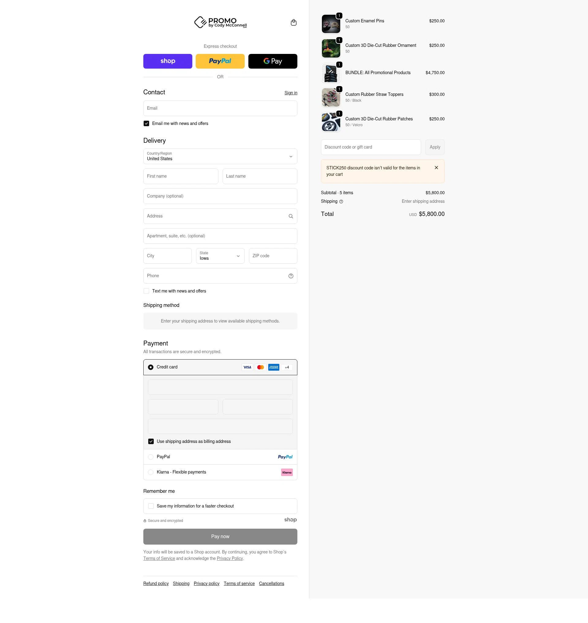 Promo by Cody McConnell checkout page showing Promo by Cody McConnell promo code box | Screenshot taken by SimplyCodes community member on Dec 24, 2025