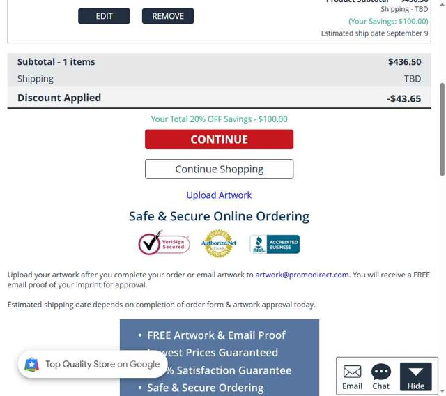 Promo Direct checkout page showing Promo Direct coupon code box | Screenshot taken by SimplyCodes community member on Sep 7, 2025