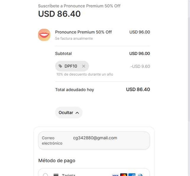 Pronounce checkout page showing Pronounce promo code box | Screenshot taken by SimplyCodes community member on Jul 12, 2025