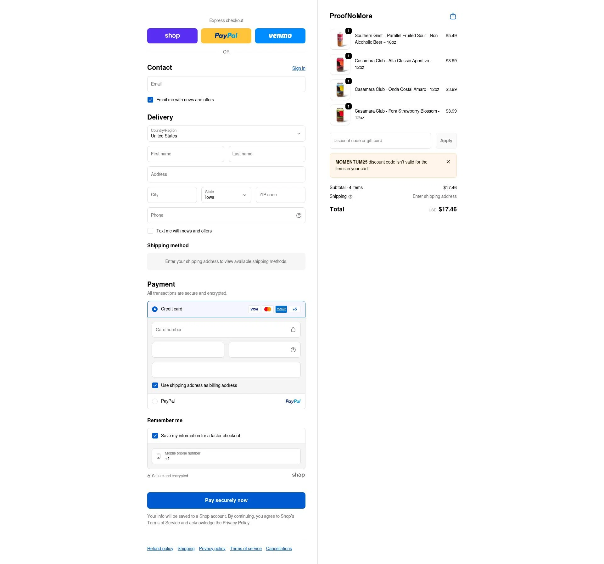 Proof No More checkout page showing Proof No More promo code box | Screenshot taken by SimplyCodes community member on Jan 30, 2026