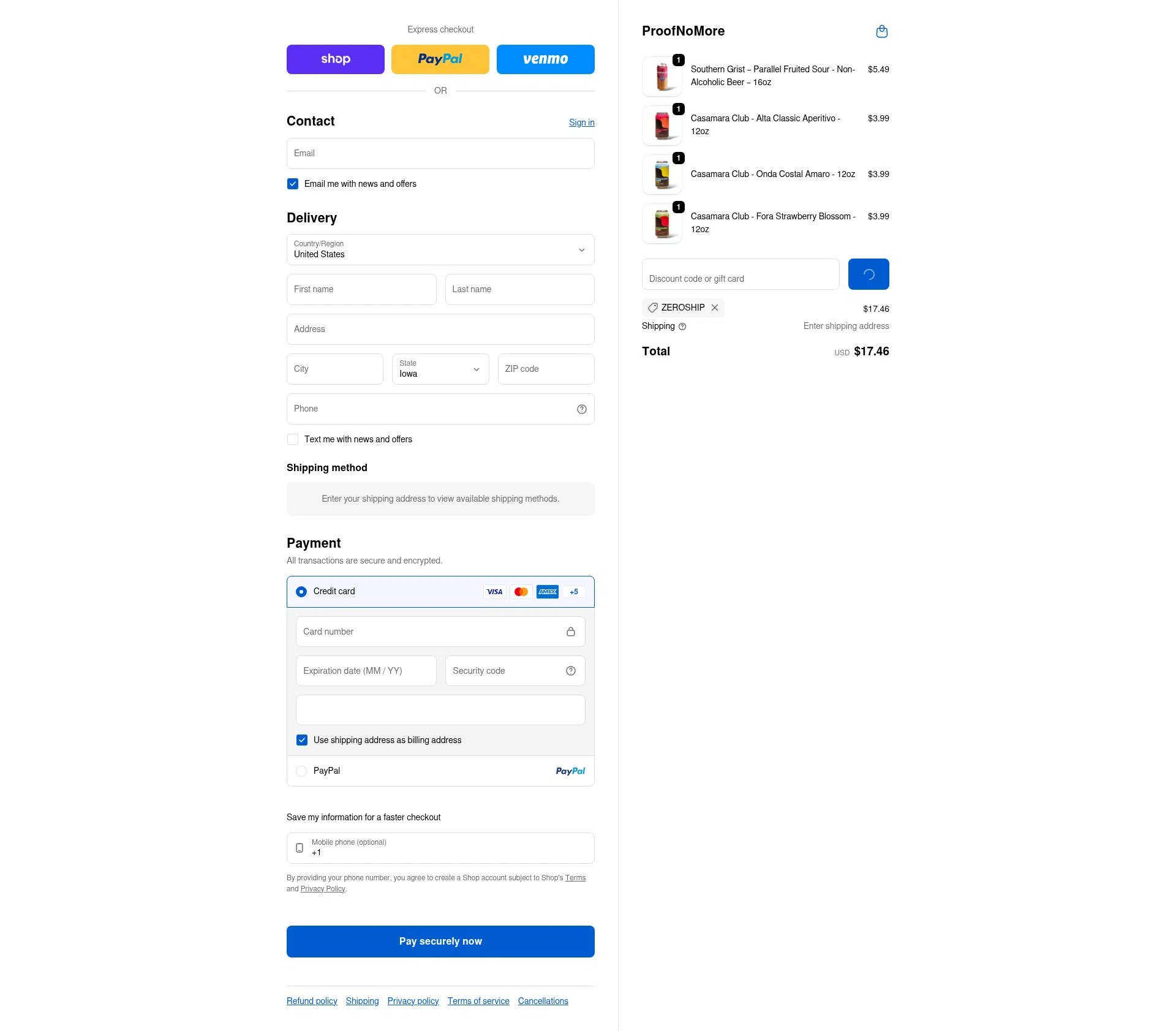 Proof No More checkout page showing Proof No More promo code box | Screenshot taken by SimplyCodes community member on Feb 3, 2026