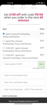 Proofread Anywhere coupon verification screenshot